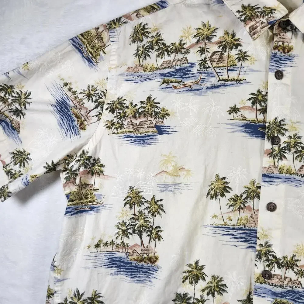 Campia Moda Hawaiian Shirt Size‎ Large Tropical Palm Cotton Casual